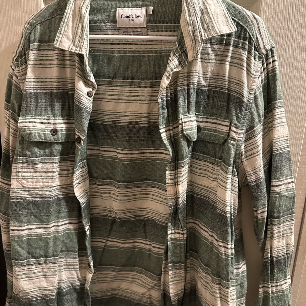Goodfellow & Co Men's Striped Green Shirt